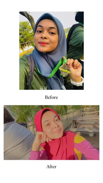 Gambar sebelum dan selepas pelanggan Beauty Dust